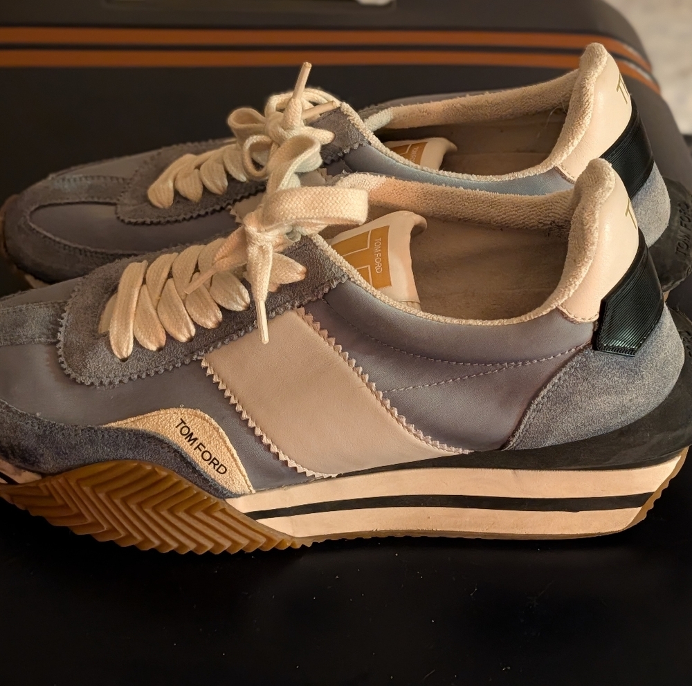 Tom Ford Gray and White Sneakers